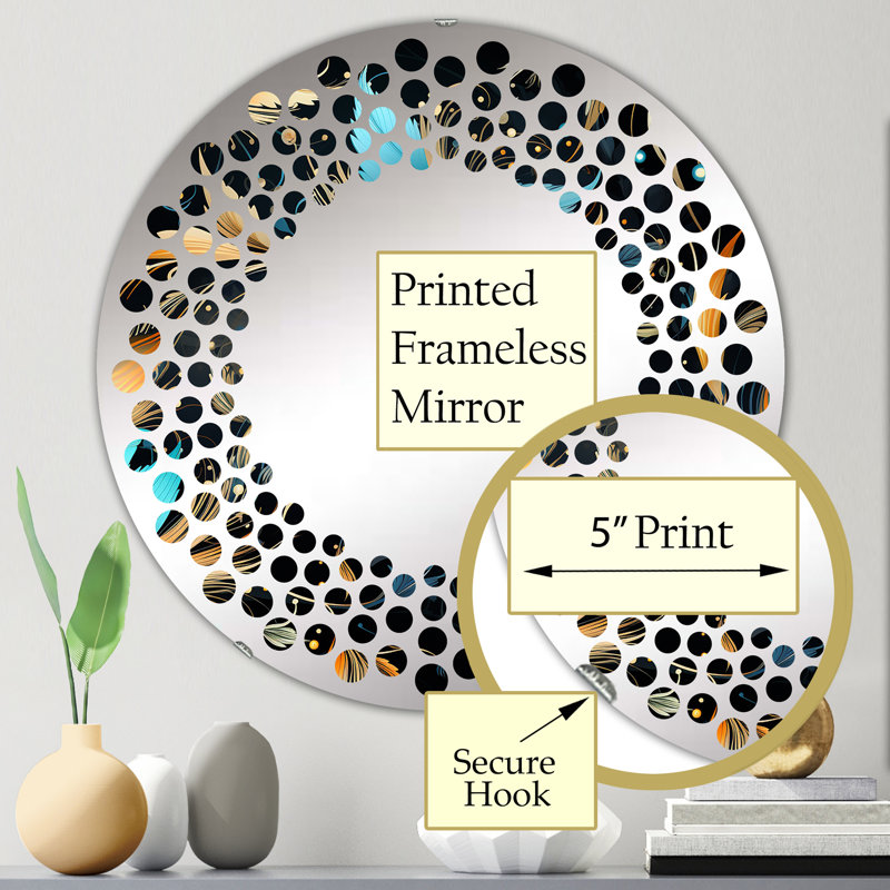 Miroir mural à pois éclectique I, 23,6 po x 23,6 po