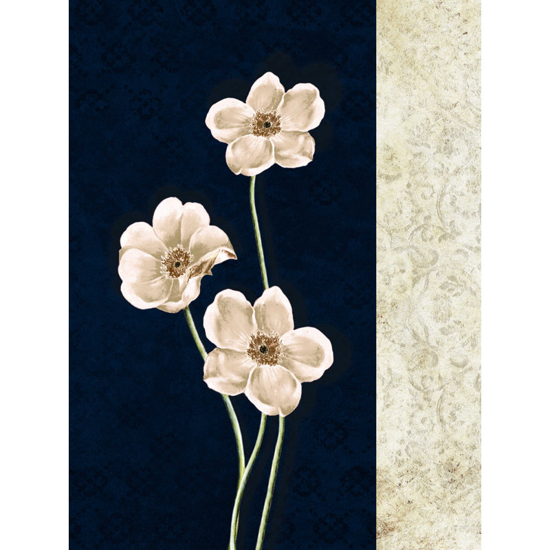 " Blue And Beige Floral ", 16" H x 12" W