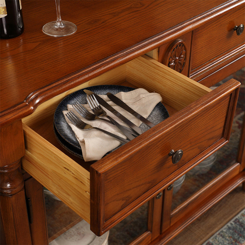 Buffet décoratif rétro et exquis en verre, H 34,25 po x l 43,31 po x P 17,32 po
