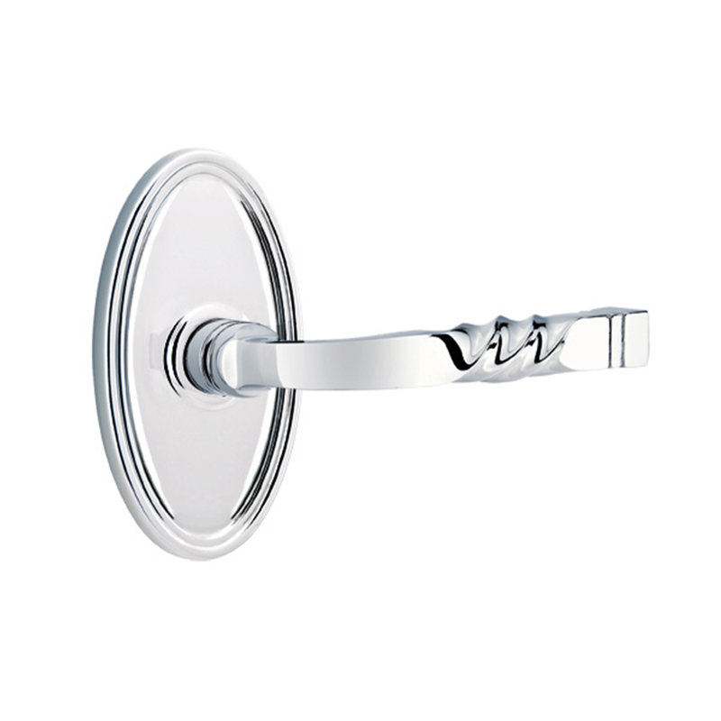 Faux levier de porte double avec rosette Santa Fe, Droite, Chrome brillant