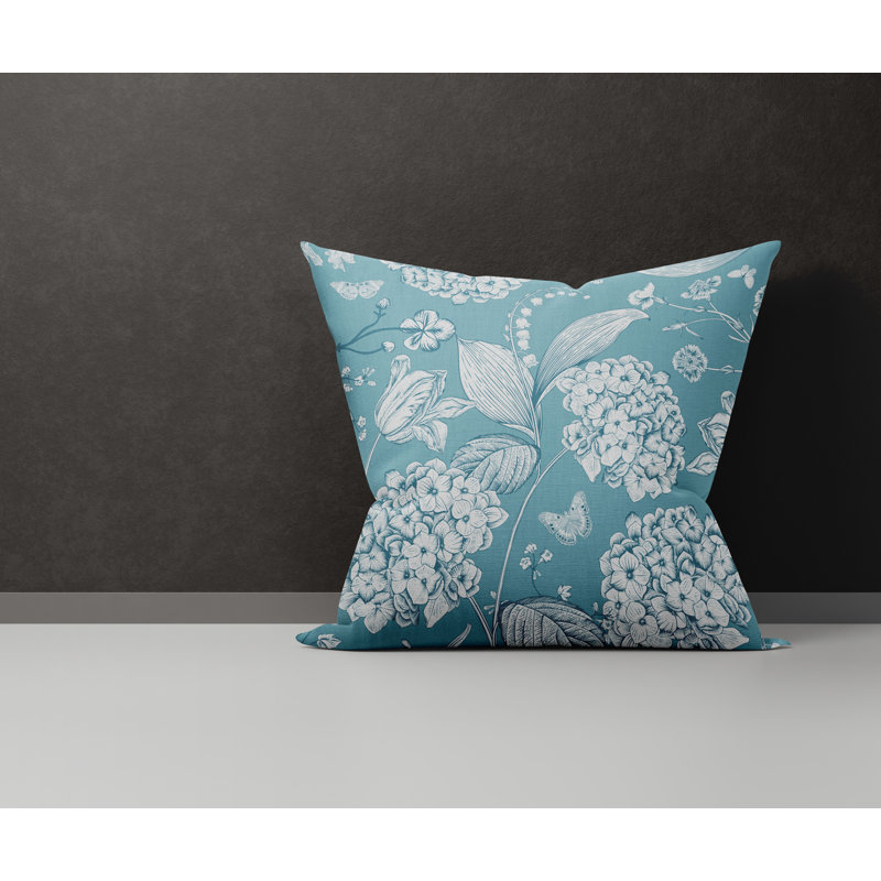Lya Square Cotton Pillow Cover & Insert, 15H" x 15W", Turquoise