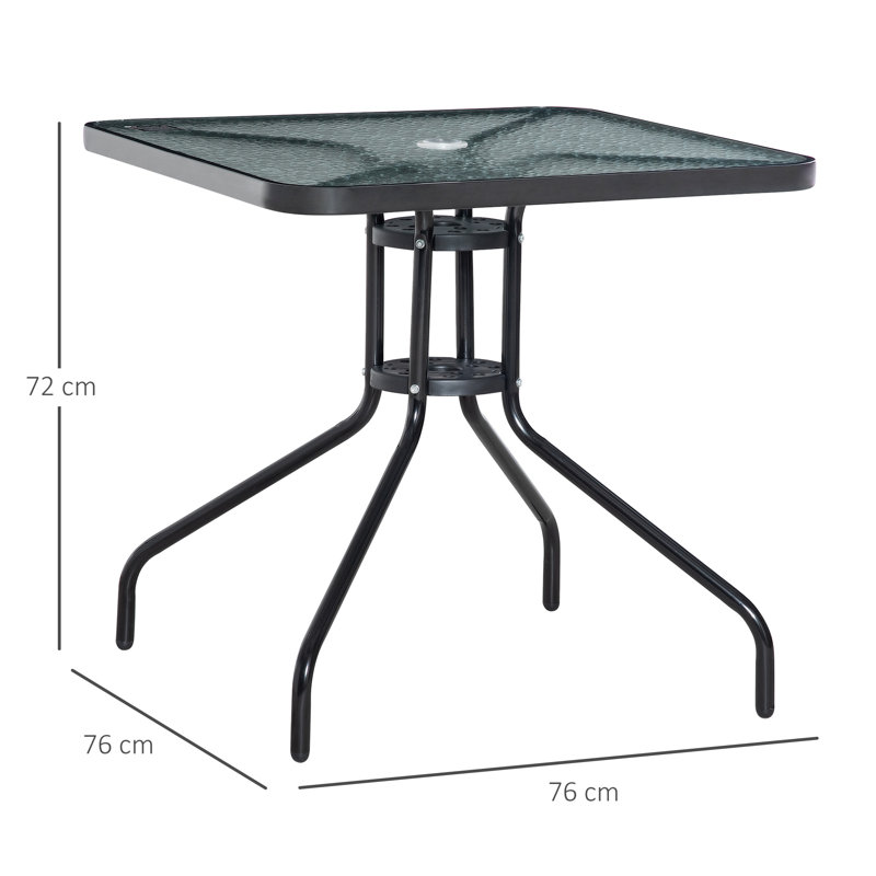 Toey Square Metal Outdoor Dining Table With Umbrella Hole , 76cm cm W 76cm cm D