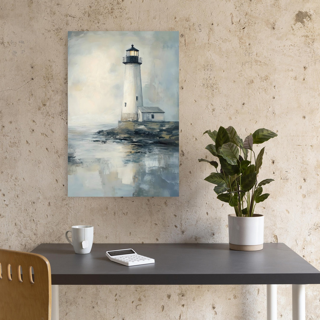 Moody Lighthouse Abstract Contemporary Peaceful Coastal Wall Art Print