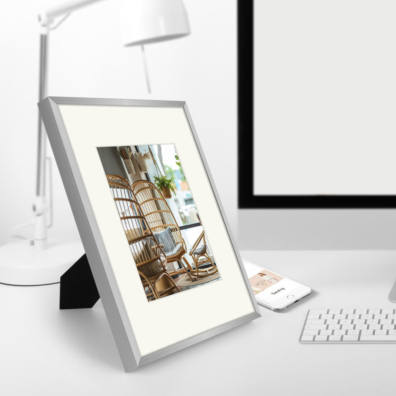 Cadre photo Drennon en métal, cadres photo ou plateau de table et fixation murale, Argent, 9 po x 12 po emmêlé à 6 po x 8 po