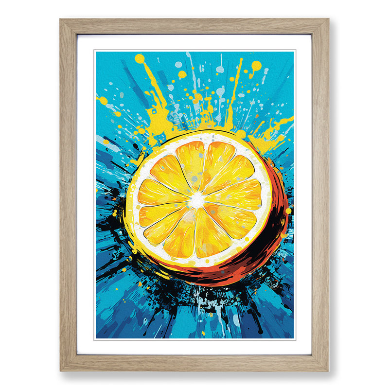Lemon Fruit Pop - Framed Print, Oak, 34cm H x 25cm W x 2cm D