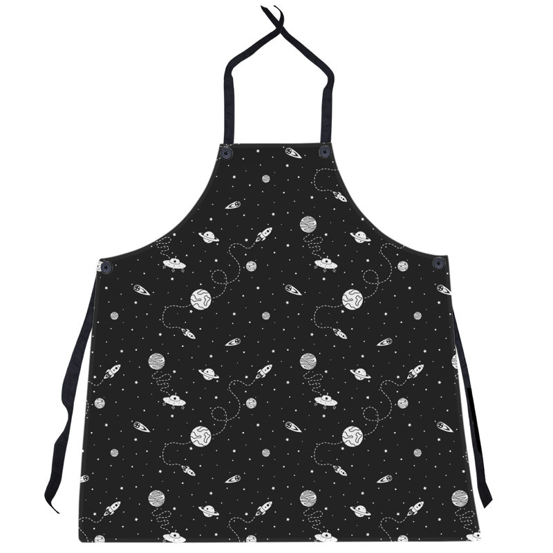 Tablier à motif extérieur espace, Noir / Blanc