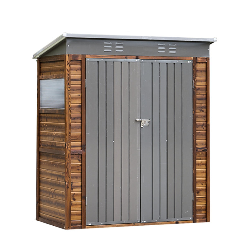Remise de jardin en fer 3 * 5Ft Revêtement imperméable Cedarwood. Portes de toit modernes en fer avec éclairage de ventilation adéquat. Forte utilisation. Assemblage facile. 59,29 po de profondeur x 32,96 po