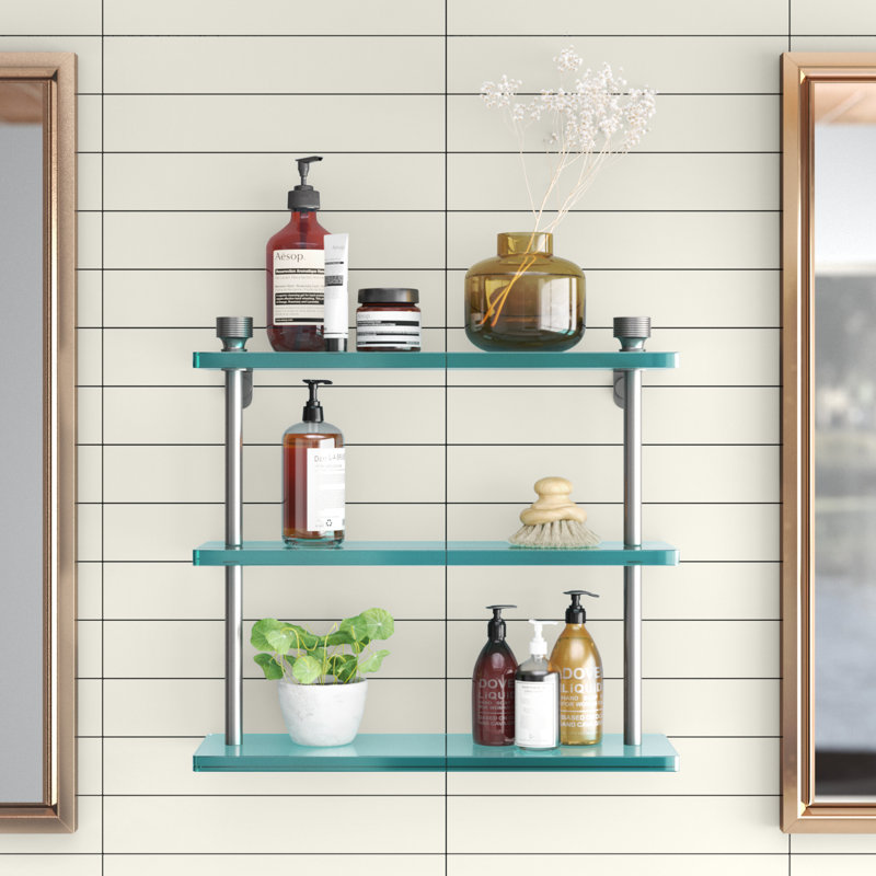 Ballenas 3 Piece Tiered Shelf, Satin Nickel, 15" H x 16" W x 5" D