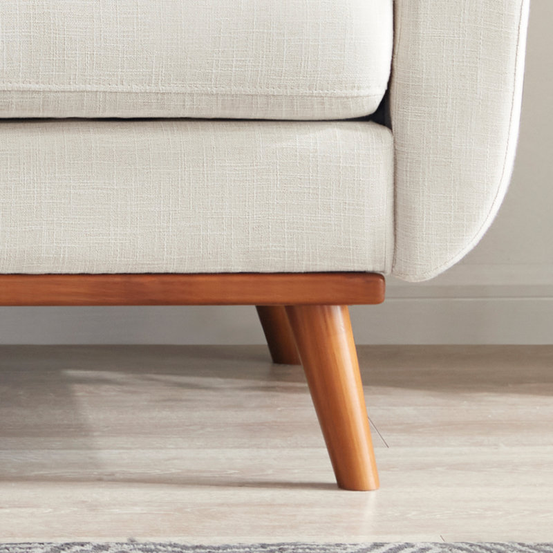 Causeuse Carmencita, Lin beige, Bois massif