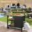 Multi-Layer Outdoor Grill Table Bar Grill Cart With Storage Cabinet, Kitchen Island Prep Station with Foldable Side Shelf