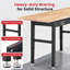 Établi de travail avec rangement Établis réglables avec tiroir pour garage Établi de garage à dessus en bois d'hévéa avec panneau perforé, prises de courant-108844143