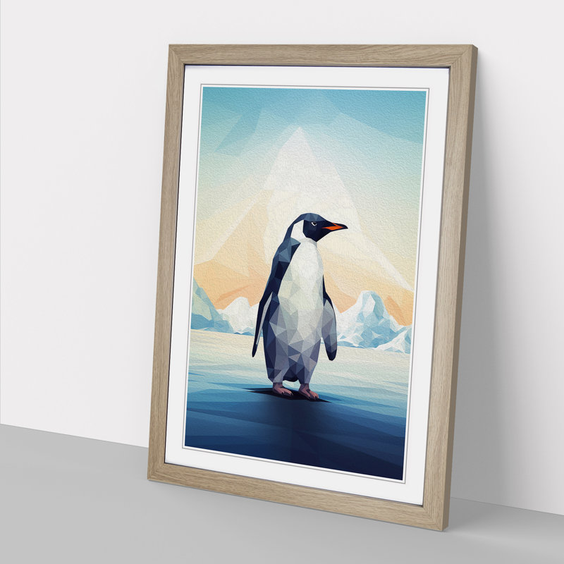 Penguin Geometric No.2 1 Piece Single Picture Frame Wall Art, 34cm H x 25cm W x 2cm D, Oak Framed