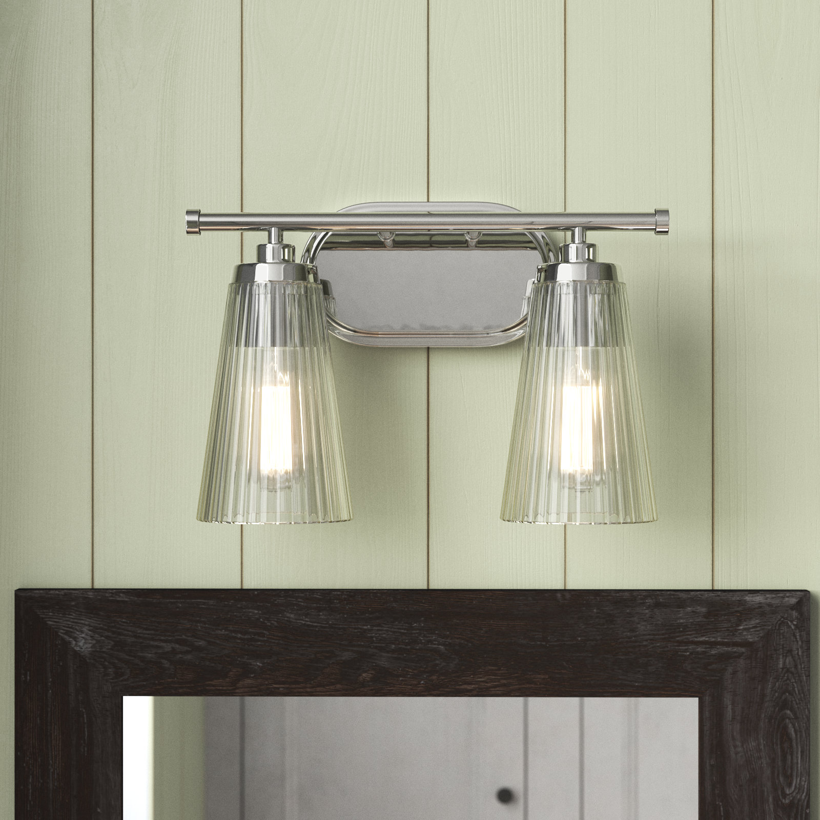 Jeanie Dimmable Vanity Light, Nickel, 2 Lights, 10" H x 14" W x 14" D
