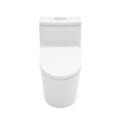 Toilette monobloc en céramique pour salle de bain, 12 po brut, 1,24 / 1,43 GPF, double chasse avec siège cloisonné doux, puissant double chasse CARTE 800 g