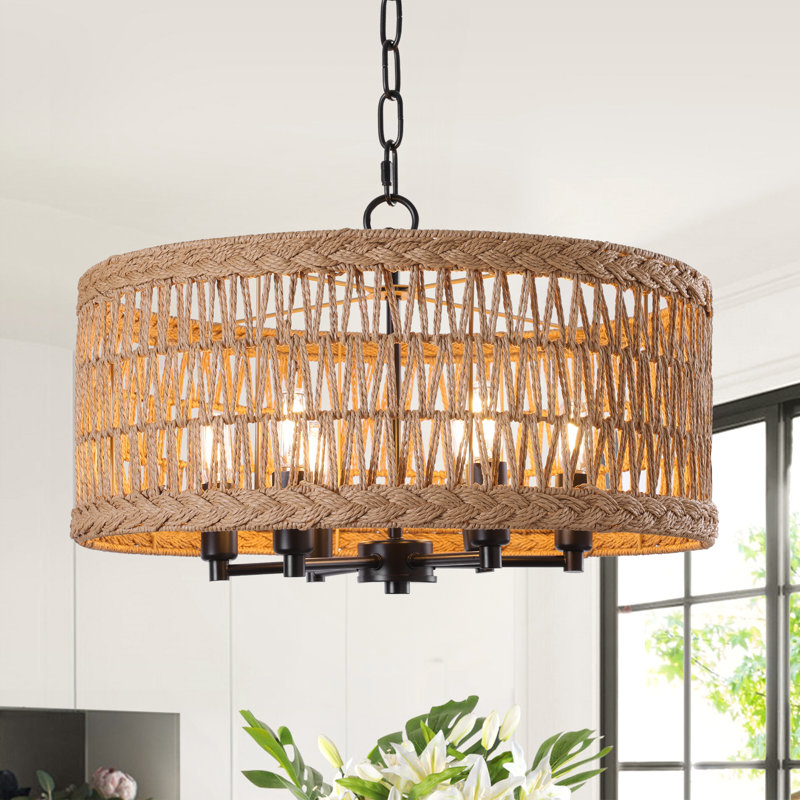 Beatric 6-Light Dimmable Drum Chandelier, Matte Black
