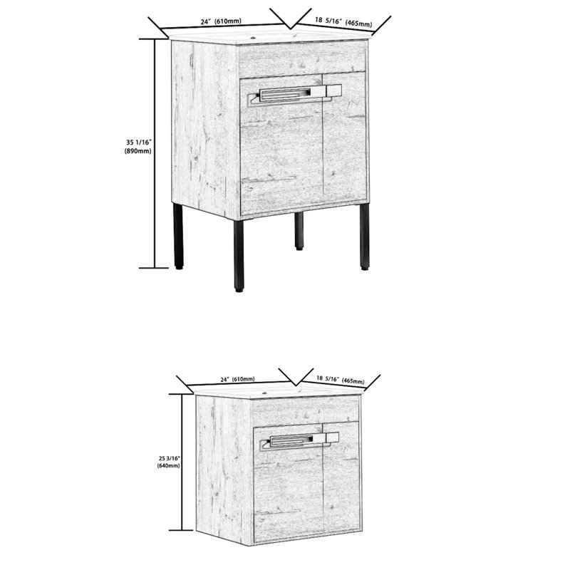 Meuble-lavabo simple avec plateau en céramique 24,30 po Cordarrow