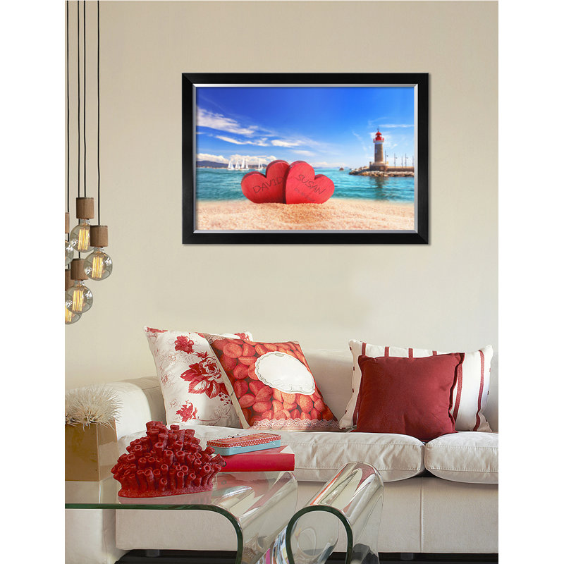 " Beach Lovers ", 16" H x 24" W x 1.5" D, Black Framed Canvas