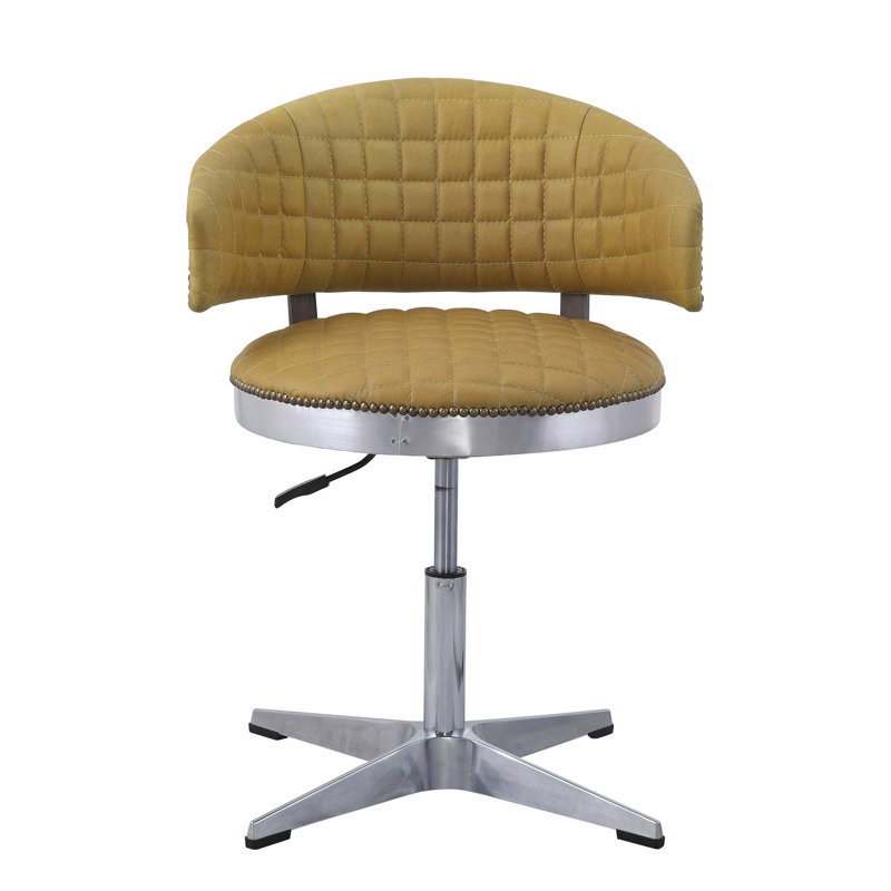 Tabouret rembourré en cuir Turmeric