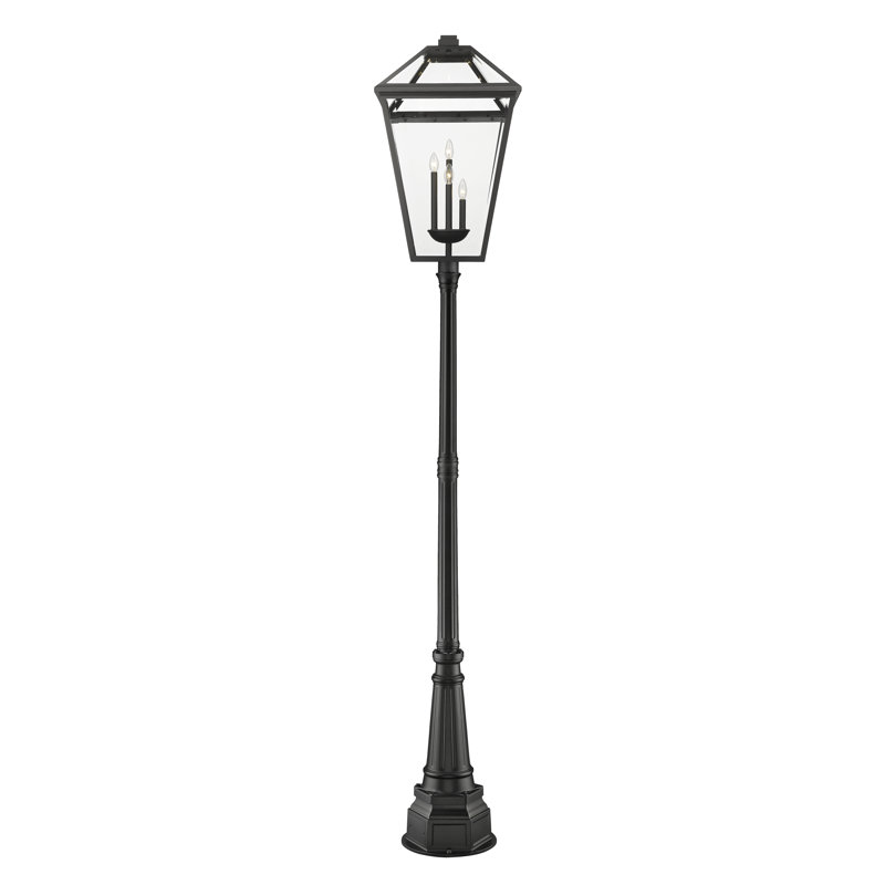 Bien-Aime Clear Beveled Lamp Post (Full), Black, Beveled, 116.75" H x 19.5" W x 19.5" D