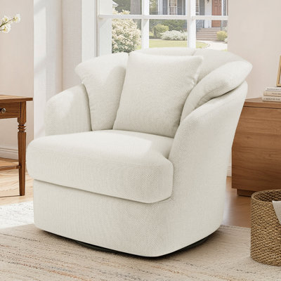 Meryl 32'' Wide Upholstered Swivel Barrel Chair