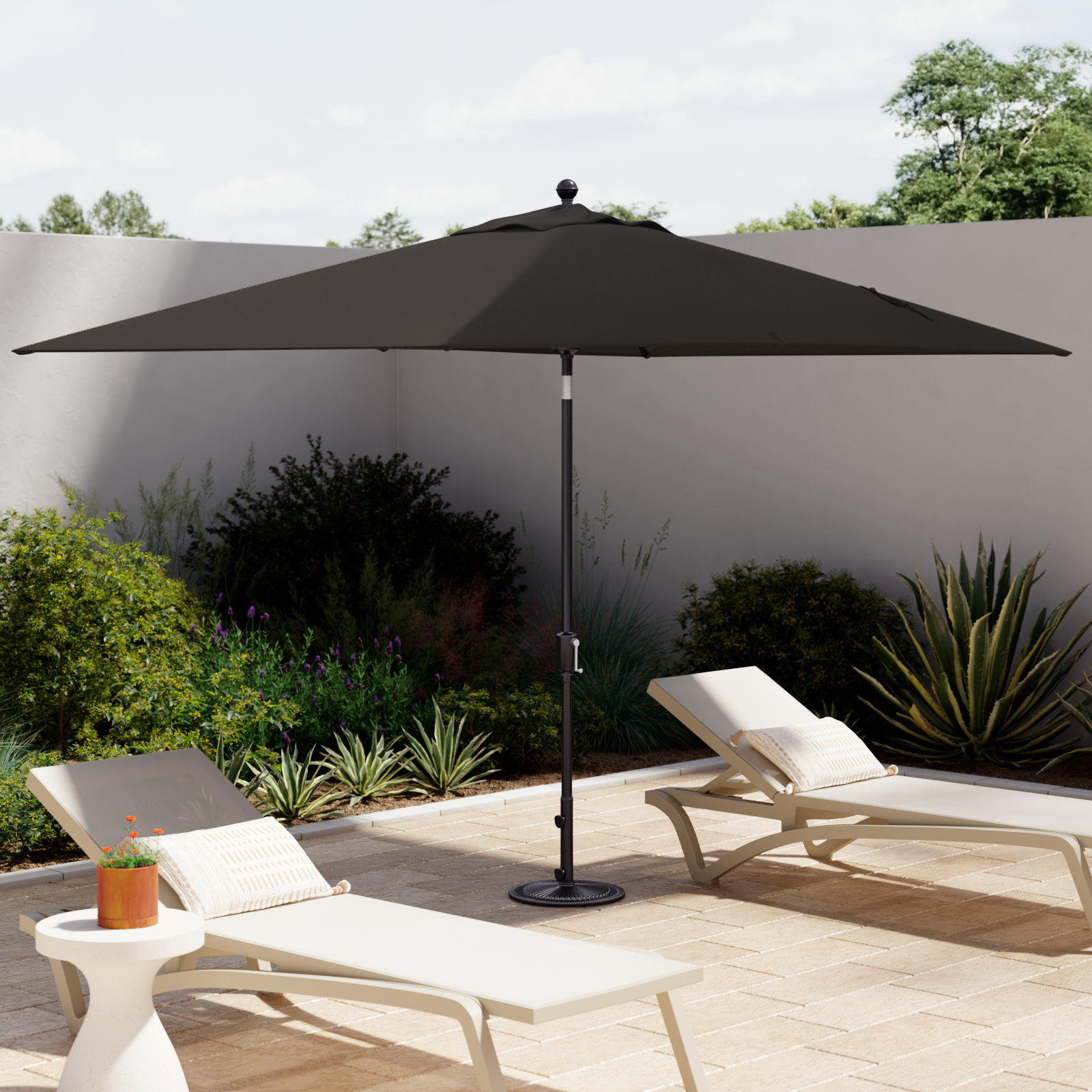 Launceston 78'' Outdoor Umbrella, Black Solefin, Black