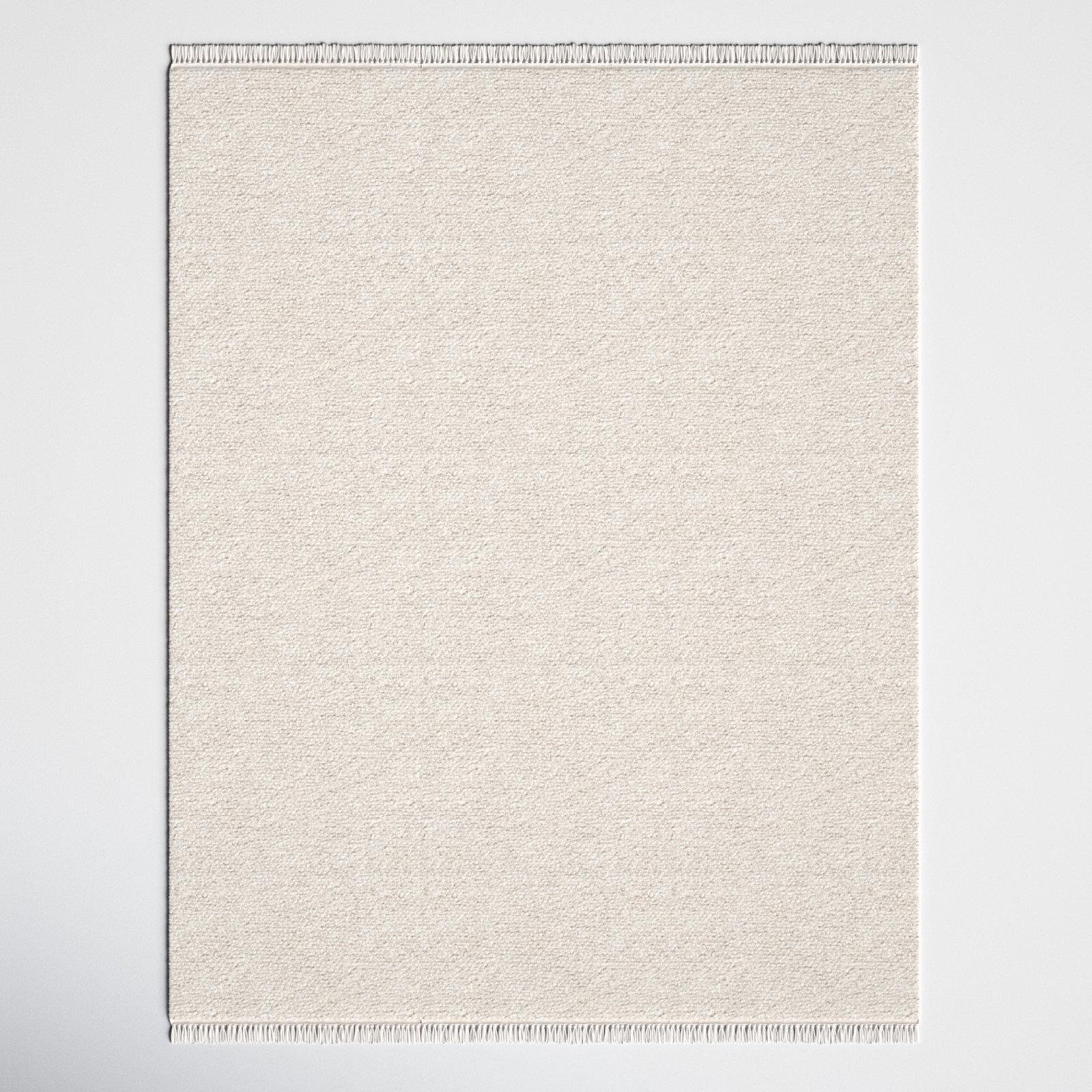 Wyly Beige Handmade Shag Wool Rug, Rectangle 5' x 8'