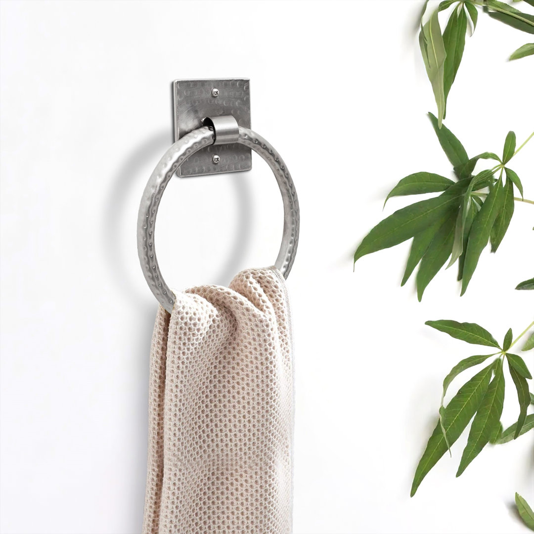 Hand Hammered Wall Mount Metal Round Towel Ring Monarch Abode