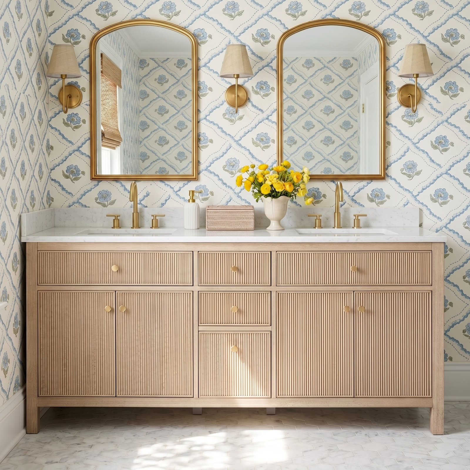 Lala 72" Double Bathroom Vanity, Nature Oak