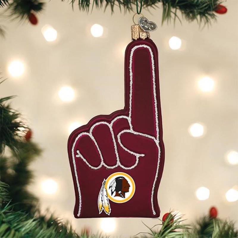Ornement en forme de doigt de Noël Old World Washington Redskins pour arbre de Noël