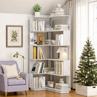 5-Tier L-Shaped Corner Bookcase: Space-Saving Storage Solution