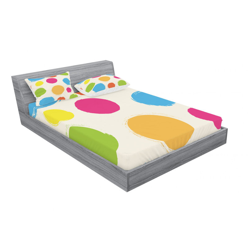 Microfiber Sheet Set, Full/Double Sheet Set with Fitted Sheet, Disc Polka Dots