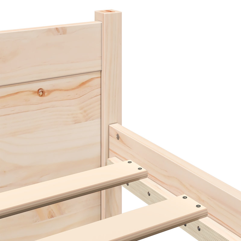 Bed Frame Solid Wood, Small Single (2'6), Brown