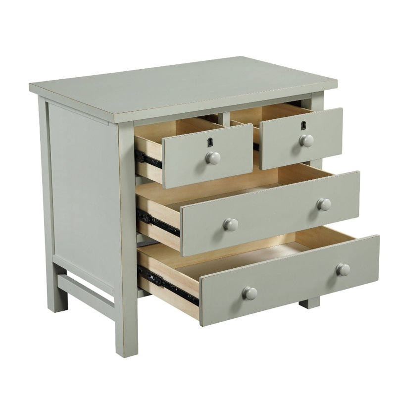 Table de chevet à 4 tiroirs - Table de chevet en bois avec tiroirs coulissants, rangement compact pour chambre à coucher / salon
