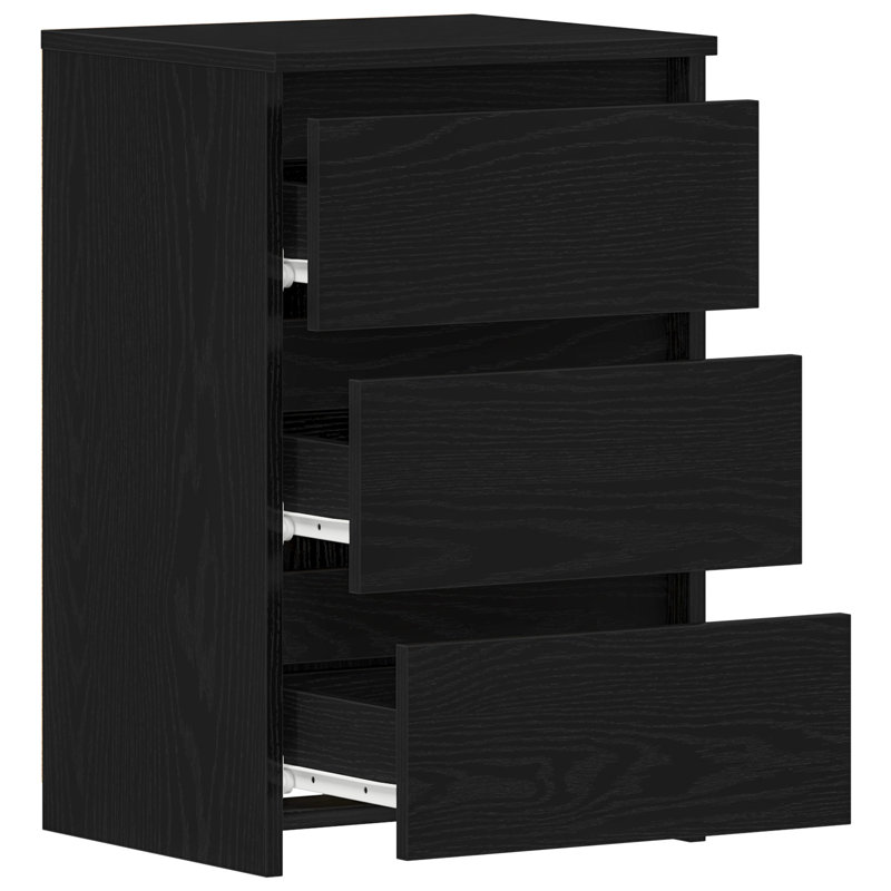 vidaXL Bedside Cabinet Black Oak Engineered Wood Standard Bedside Table