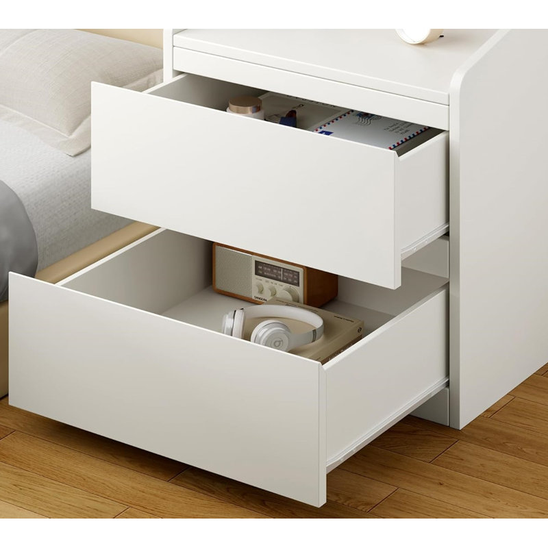 60cm W Manufactured Wood Bedside Table, White