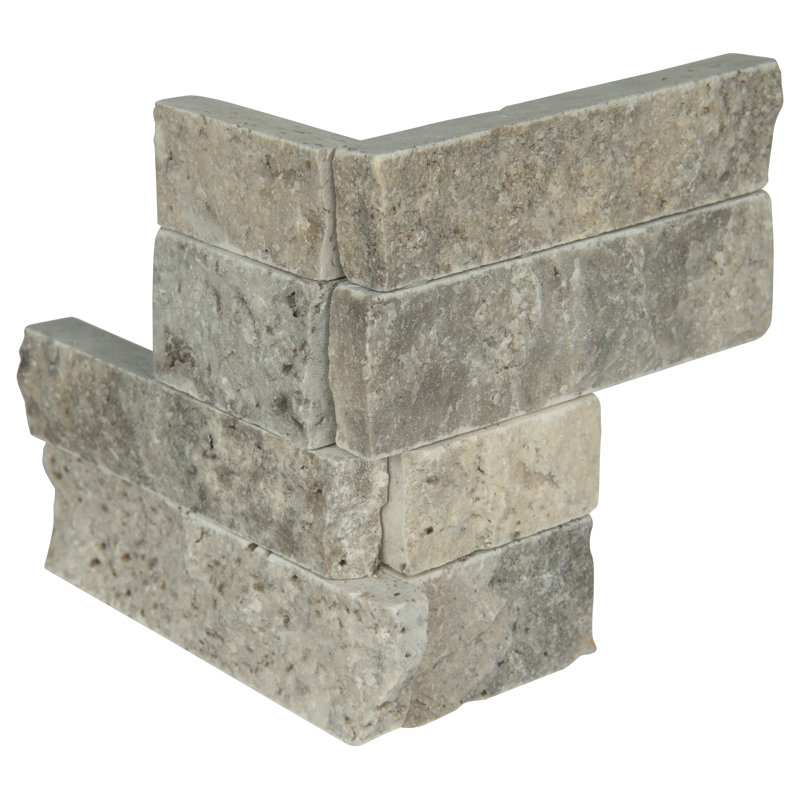 Stonecrest 4.5 in. x 9 in. Split Face Natural Stone Ledger Corner Wall Tile, Argento Way