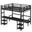 Grand lit superposé simple au-dessus de simple TG avec bureau, bibliothèque, DEL, USB, canapé pliable, noir