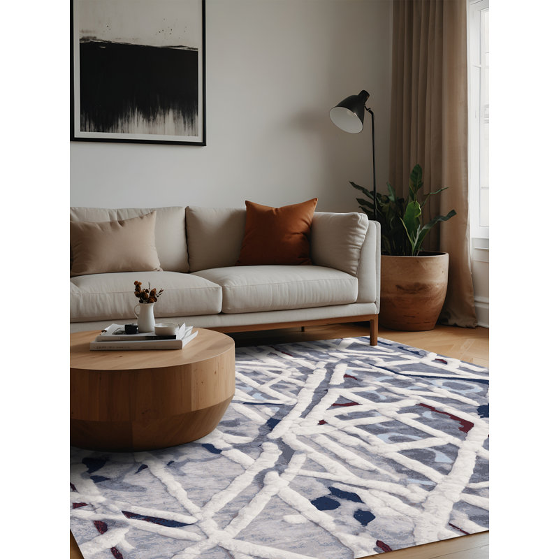 Tapis gris lavable à la machine, Carré 7 pi