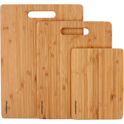Bamboo Cutting Boards For Kitchen [Set Of 3] Wood Cutting Board For Chopping Meat, Vegetables, Fruits, Cheese, Knife Friendly Serving Tray With Handles
