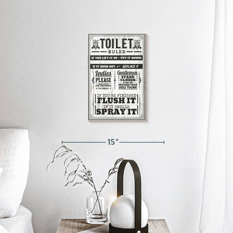 Proper Bathroom Rules Canvas Print, 12" H x 8" W x 1" D