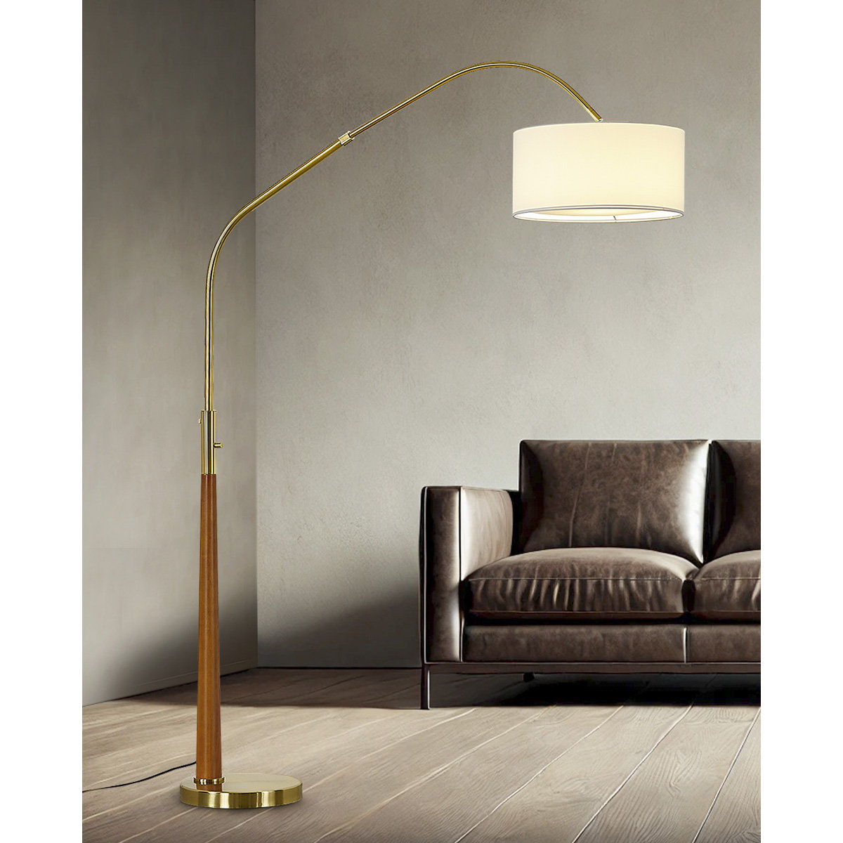 Everly Quinn Quelia 81" Solid Wood Arched Floor Lamp With Dimmable Led Bulb | Wayfair