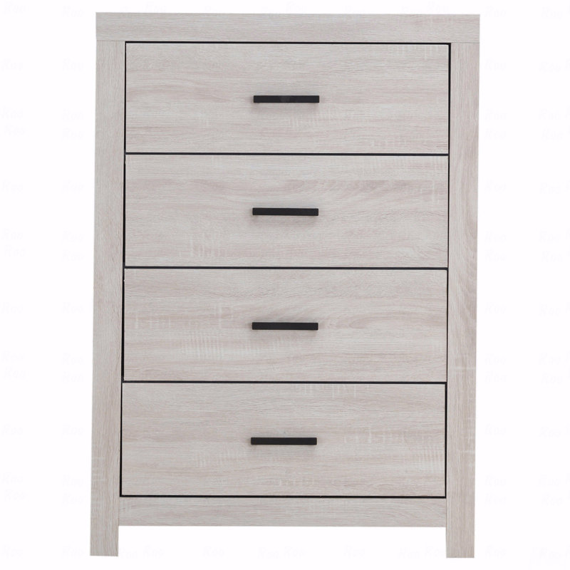 Commode 4 tiroirs, rectangulaire, Blanc