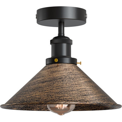 Plafonnier encastré industriel, abat-jour conique en métal E26 pour vestibule de vestibule de cuisine de couloir, abat-jour conique blanc de 22 cm, ampoule incluse