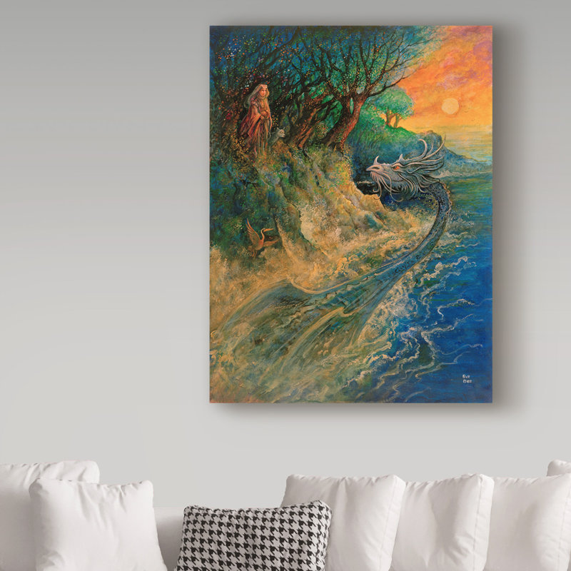 «Dragon of the Sea» par Kellene, reproduction d'art sur toile tendue, H 47 po x l 35 po