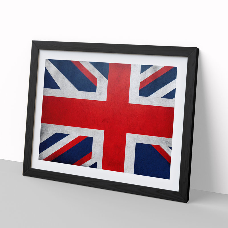XH1022-9437X Union Jack Flag Concept Vol.3 - Single Picture Frame Print, Black, 46cm H x 64cm W x 2cm D