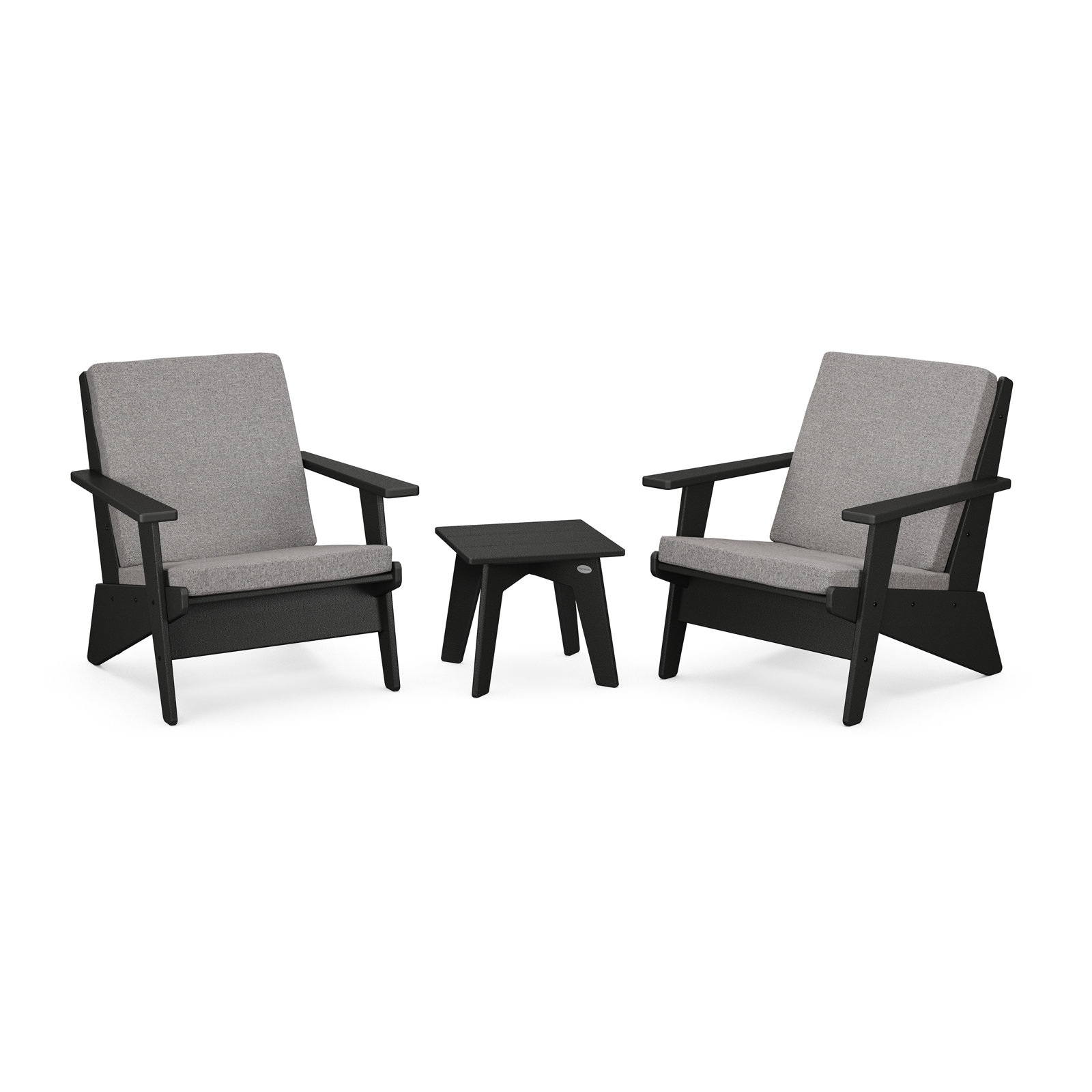 POLYWOOD® Riviera 2-Person Patio Seating Group, Grey Mist, Black