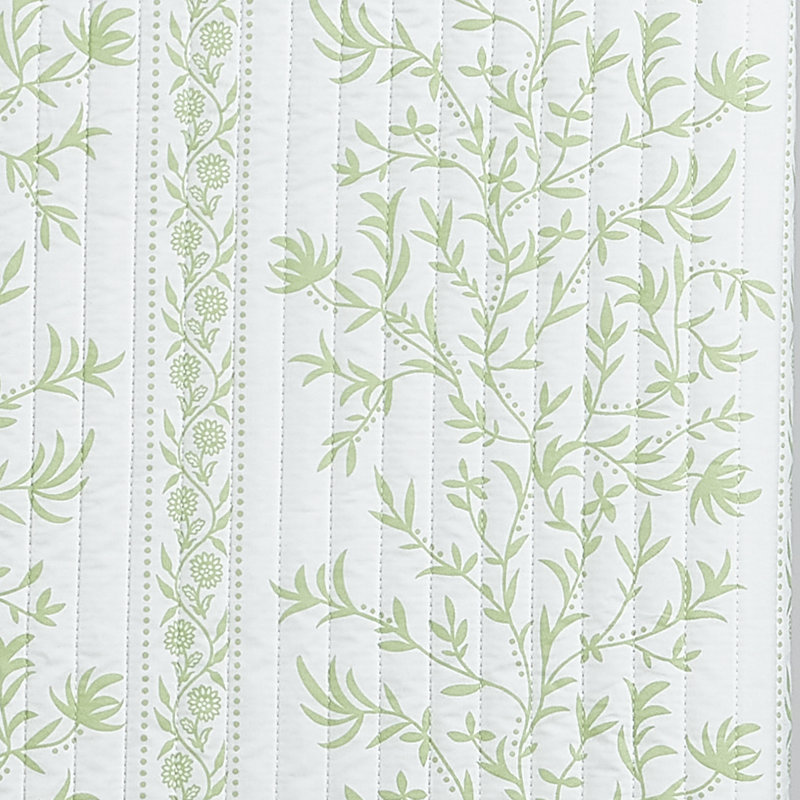 Twin Green Floral Reversible Microfiber Quilt Set with Shams