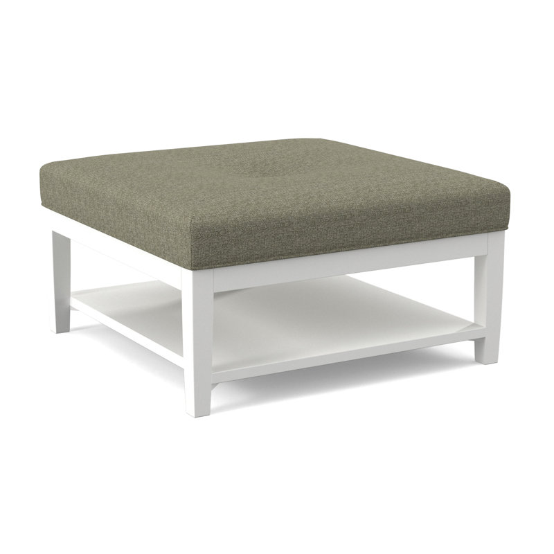 Hammond Square Ottoman, Frost White Finish, White Performance Fabric; 0851-94