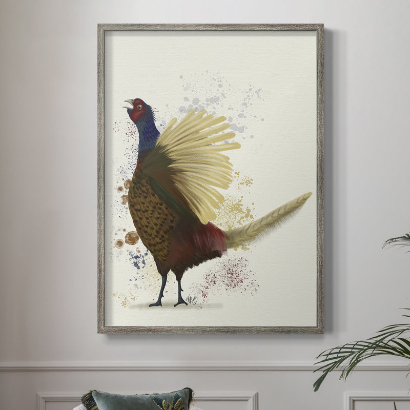 Pheasant Splash 8, reproduction encadrée - bois massif, H 15 po x l 12 po