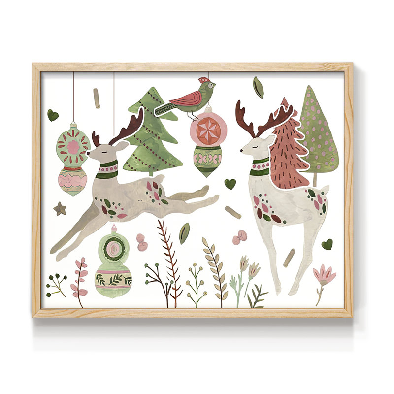 Reindeer Wishes Collection A - Reproduction encadrée - réversible, Naturel, H 22 po x l 28 po